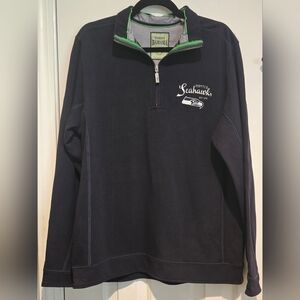 Men's Tommy Bahama Seattle Seahawks 1/4 Zip Long Sleeve Sweater Size Medium Blue